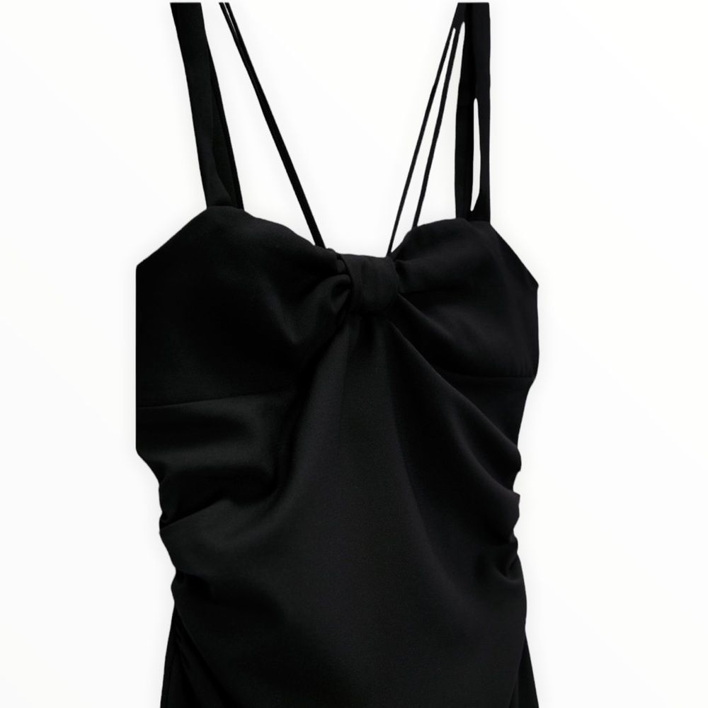 ZARA Women | Black | MINI DRESS WITH KNOT - Picture 4 of 10